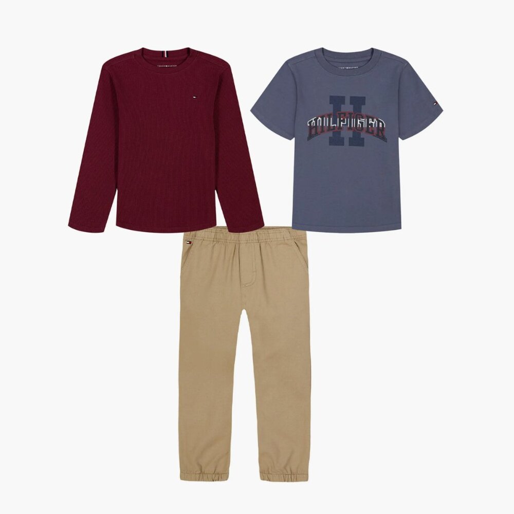 NWT Tommy Hilfiger Thermal T-Shirt, Jersey T-Shirt and Jogger , 3-Piece Set